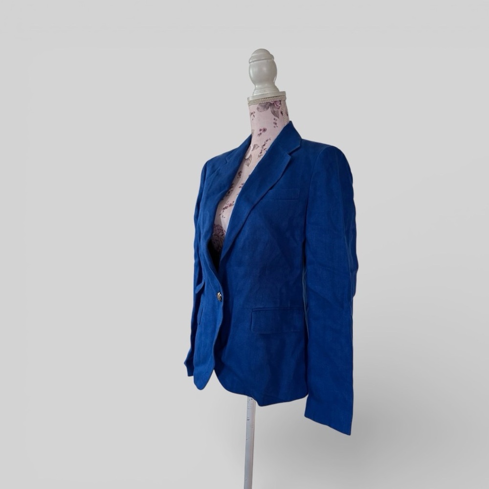 Lauren Ralph Lauren vintage Classic Blue Linen Women's Blazer - Picture 2 of 3